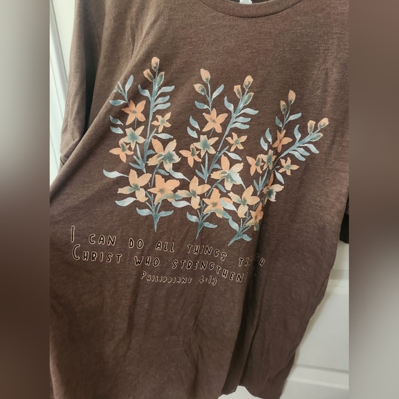 Bella Canvas Tops - Bella Canvas Brown Tee with Floral Design